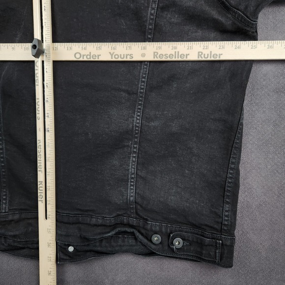 Levis Denim Trucker Jacket Mens XXL Black Button Front Cotton Stretch - Picture 8 of 10